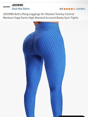Blue Butt Lifting Textured Leggings